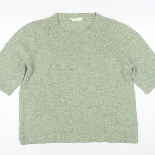 Marks and Spencer Women’s Green Wool Blend Crew Neck Jumper UK 16