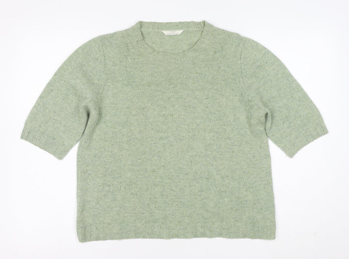 Marks and Spencer Women’s Green Wool Blend Crew Neck Jumper UK 16