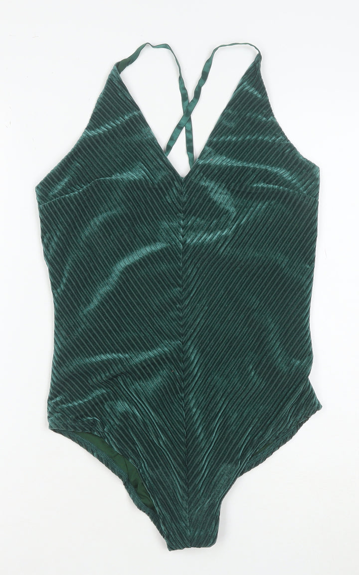 Luna Women Green One Piece Swimsuit Size 14 Adjustable Straps Nylon