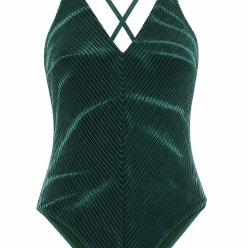 Luna Women Green One Piece Swimsuit Size 14 Adjustable Straps Nylon