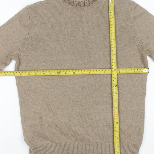 Boden Women’s Beige High Neck Ruffle Wool Blend Jumper XS