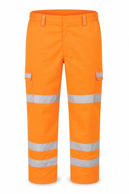 Front view of Pulsar Men's Orange High Visibility Workwear Trousers 44W 31L
