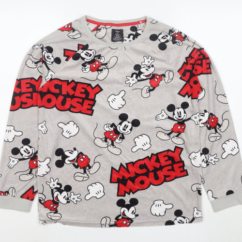 Disney Women's Grey Mickey Mouse Long Sleeve Fleece Nightshirt S
