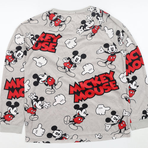 Disney Women's Grey Mickey Mouse Long Sleeve Fleece Nightshirt S