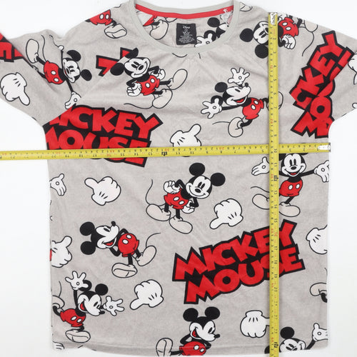 Disney Women's Grey Mickey Mouse Long Sleeve Fleece Nightshirt S