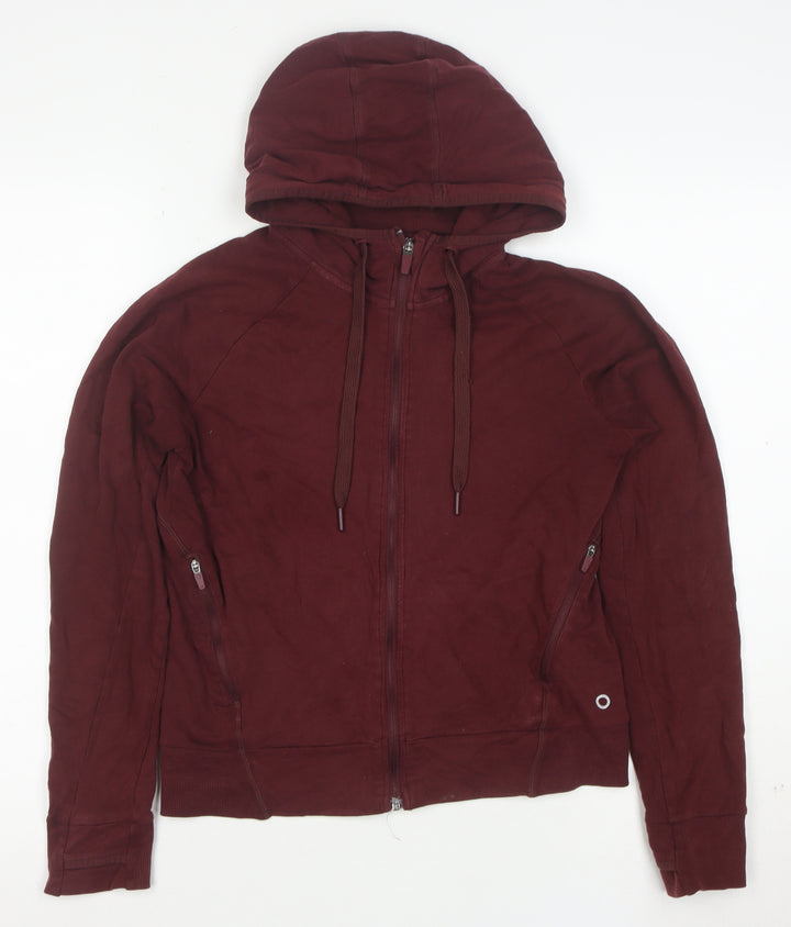 Goodmove Womens Burgundy Full Zip Hoodie Size 6 Cotton Blend