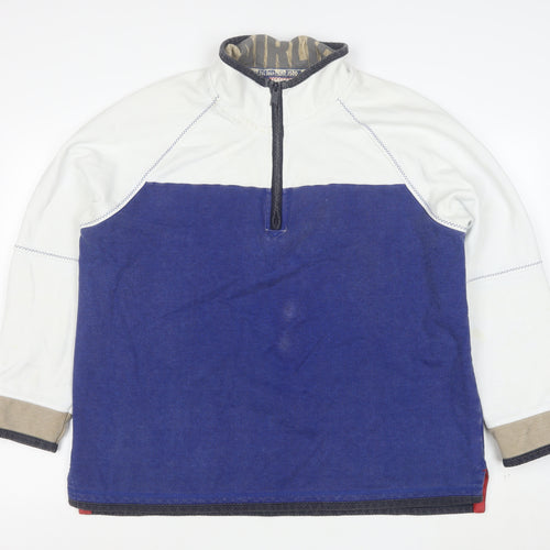 Fat Face Men Blue Cotton Half Zip Pullover Sweatshirt Size M