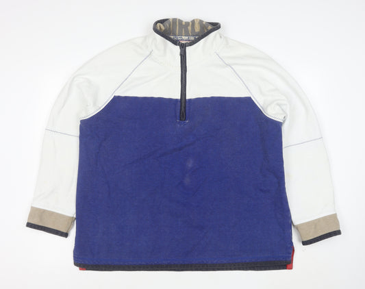 Fat Face Men Blue Cotton Half Zip Pullover Sweatshirt Size M
