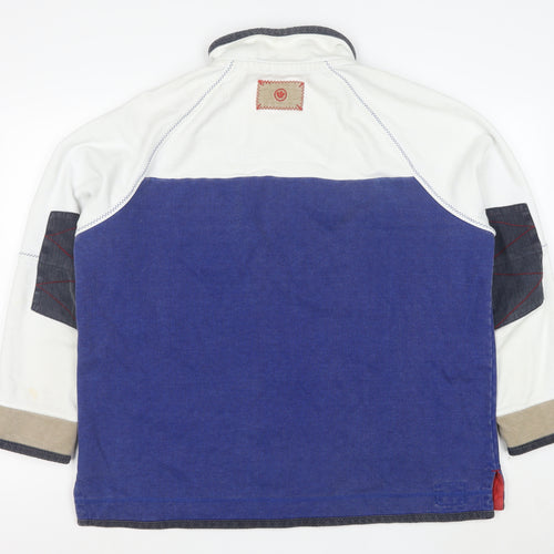 Fat Face Men Blue Cotton Half Zip Pullover Sweatshirt Size M