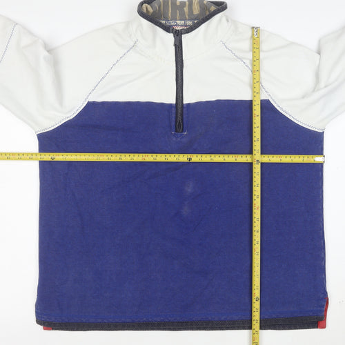 Fat Face Men Blue Cotton Half Zip Pullover Sweatshirt Size M