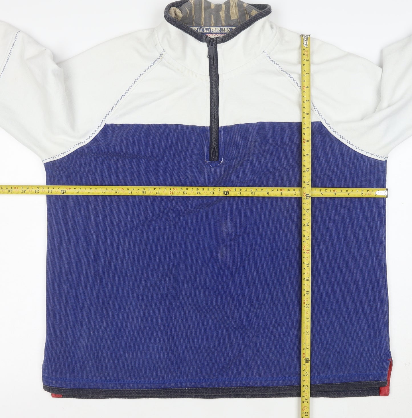 Fat Face Men Blue Cotton Half Zip Pullover Sweatshirt Size M