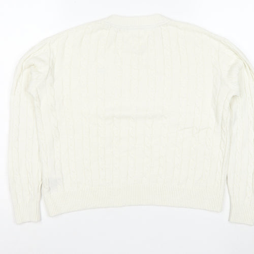 Tommy Hilfiger Girls Ivory Cable Knit Wool Blend Jumper Size 164