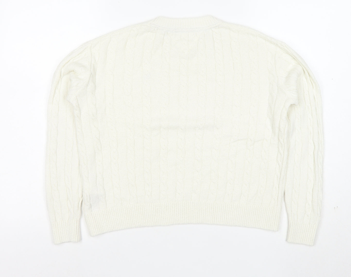 Tommy Hilfiger Girls Ivory Cable Knit Wool Blend Jumper Size 164