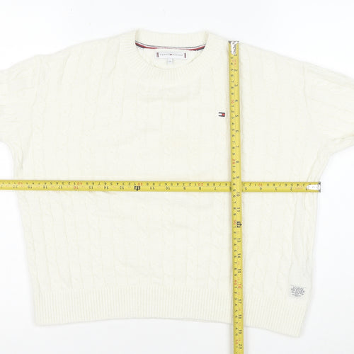 Tommy Hilfiger Girls Ivory Cable Knit Wool Blend Jumper Size 164