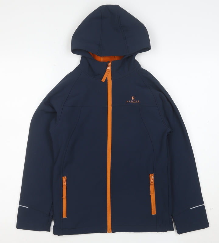 Hi Gear Boys Blue Soft Shell Hooded Jacket 11-12 Years Full Zip Outdoor