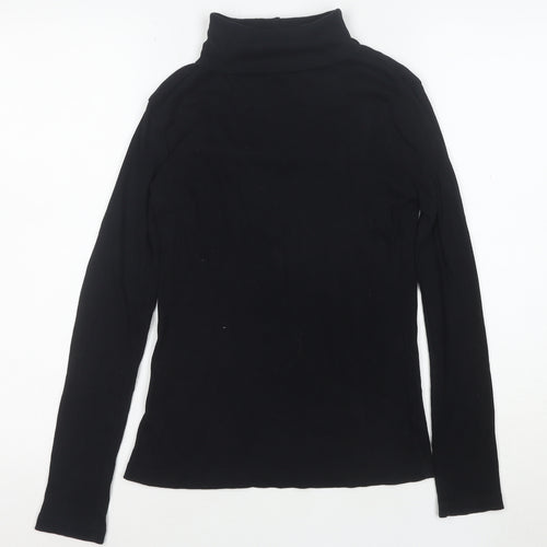 River Island Women's Black Roll Neck Long Sleeve Cotton Top Size 10