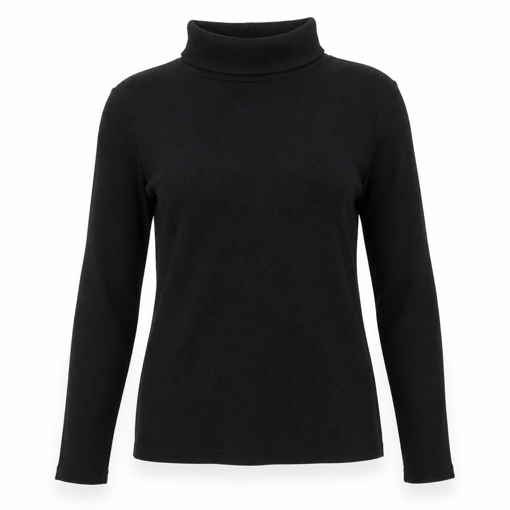 River Island Women's Black Roll Neck Long Sleeve Cotton Top Size 10