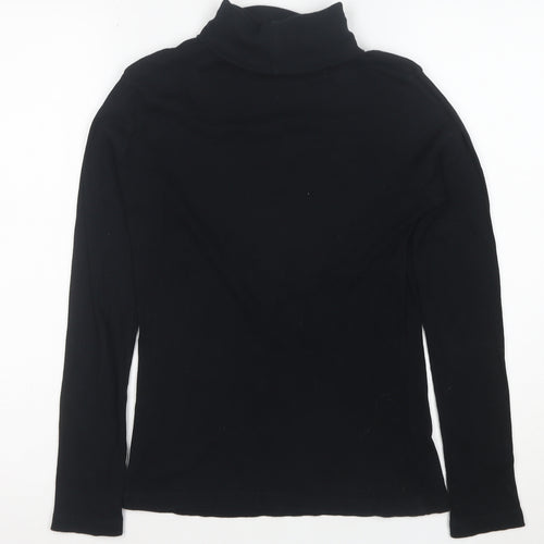 River Island Women's Black Roll Neck Long Sleeve Cotton Top Size 10