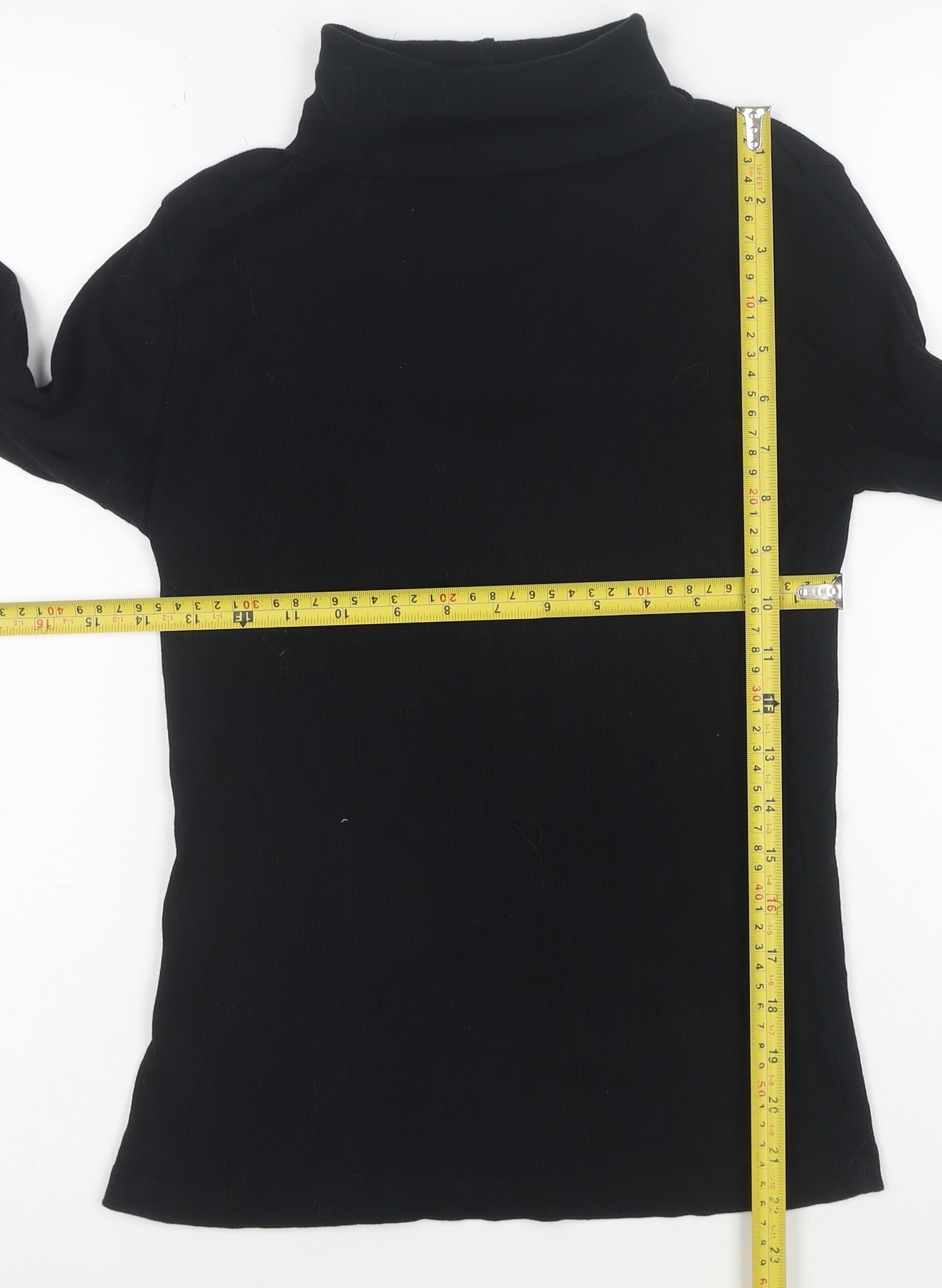 River Island Women's Black Roll Neck Long Sleeve Cotton Top Size 10