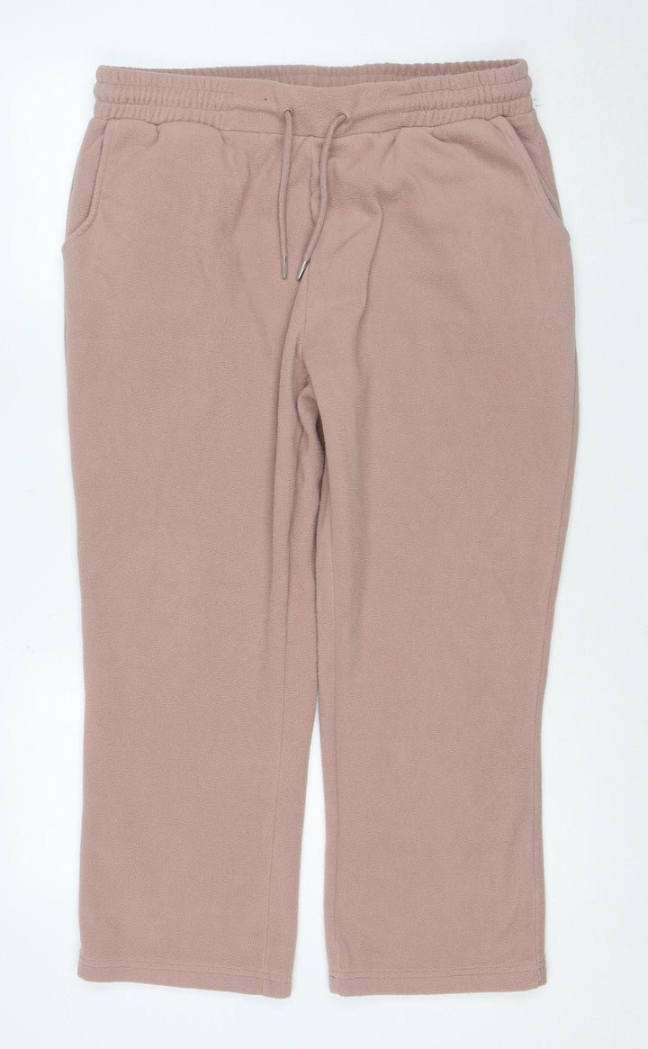 Damart Women Beige Fleece Sweatpants L UK 18/20 Elastic Waist Winter