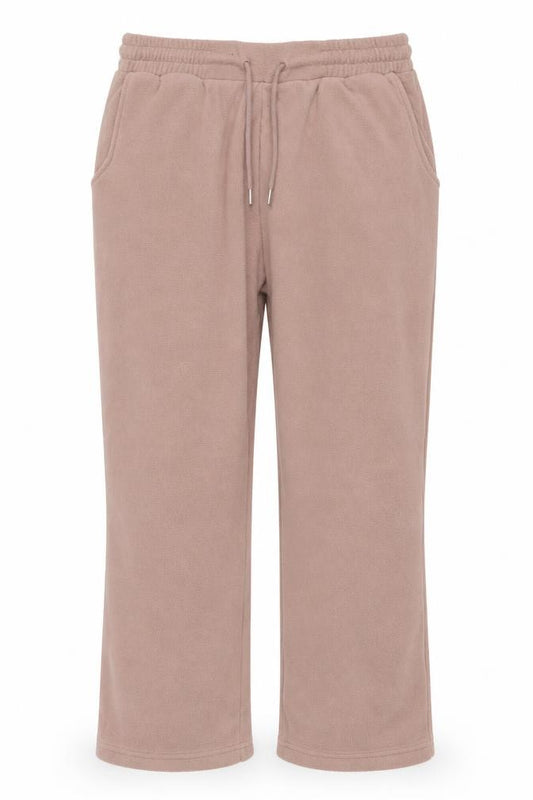 Front view of Damart Women Beige Fleece Sweatpants L UK 18/20 Elastic Waist Winter