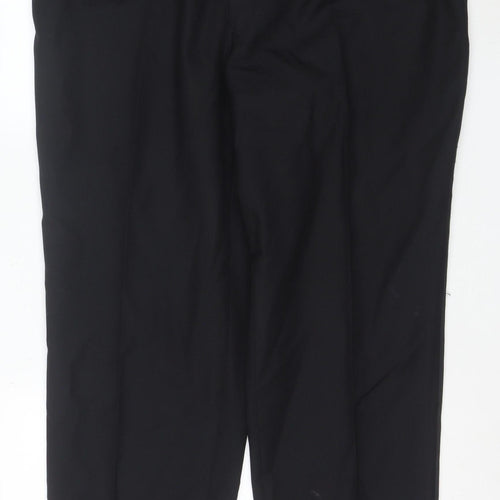 Berwin & Berwin Men's Black 42W Wool Pleated Dress Trousers