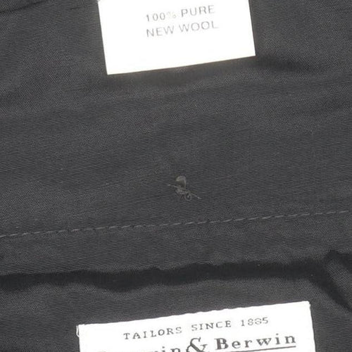 Berwin & Berwin Men's Black 42W Wool Pleated Dress Trousers