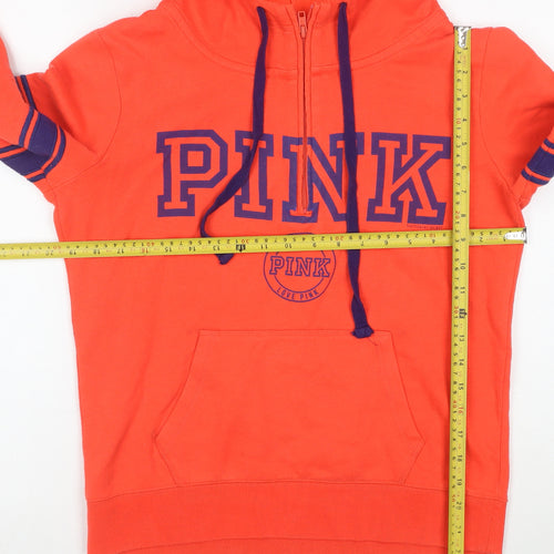 Victoria's Secret PINK Women's Orange S Half Zip Hoodie