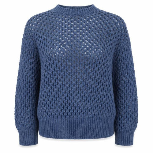 Topshop Women’s Blue Open-Knit Acrylic Pullover Jumper Size S UK 8-10