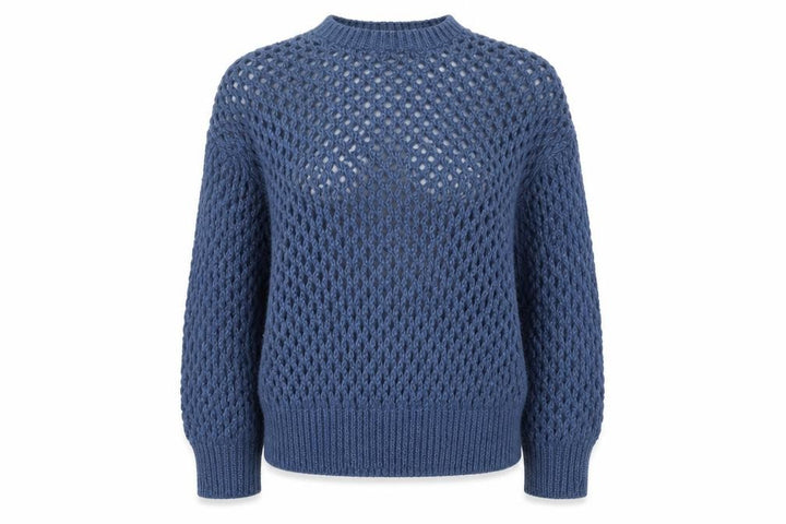Topshop Women’s Blue Open-Knit Acrylic Pullover Jumper Size S UK 8-10
