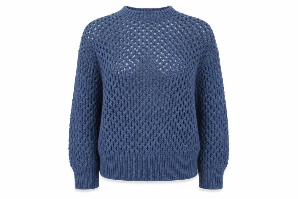 Topshop Women’s Blue Open-Knit Acrylic Pullover Jumper Size S UK 8-10
