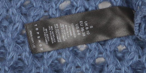 Topshop Women’s Blue Open-Knit Acrylic Pullover Jumper Size S UK 8-10