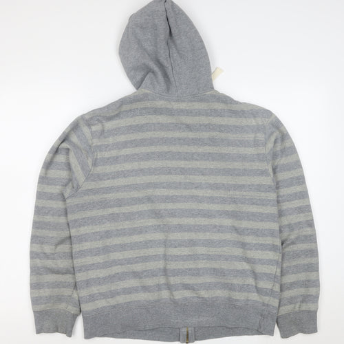 Billabong Men's Grey Striped Full Zip Hoodie Size S