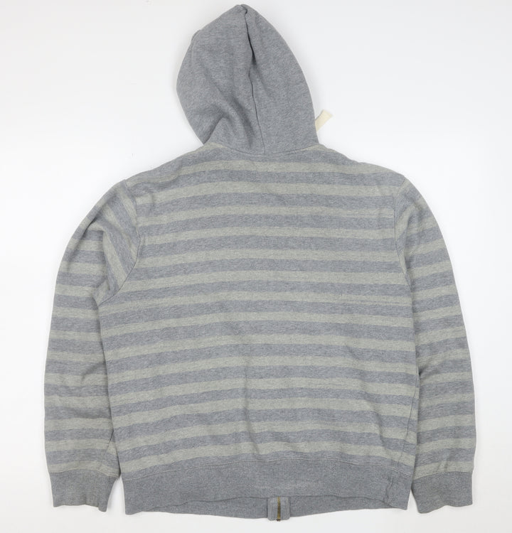 Billabong Men's Grey Striped Full Zip Hoodie Size S