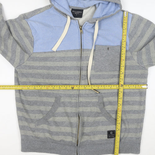 Billabong Men's Grey Striped Full Zip Hoodie Size S