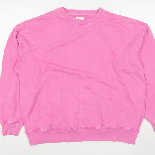 Hush Women's Pink Cotton Crew Neck Pullover Sweatshirt Size S