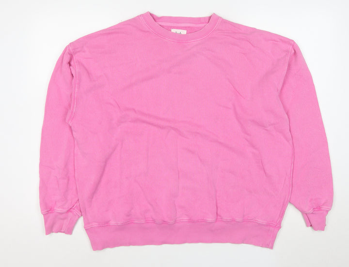 Hush Women's Pink Cotton Crew Neck Pullover Sweatshirt Size S