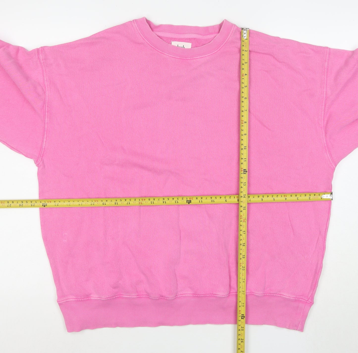 Hush Women's Pink Cotton Crew Neck Pullover Sweatshirt Size S