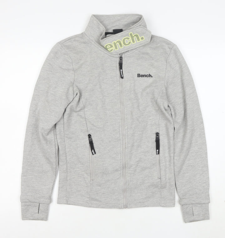 Bench Womens Grey Full Zip Hoodie XS Casual Lightweight Sweatshirt