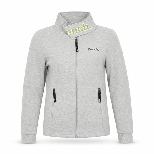 Front view of Bench women’s grey full zip hoodie xs casual lightweight sweatshirt