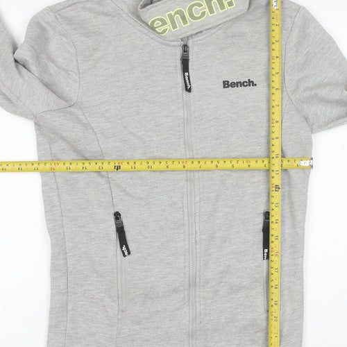 Bench Womens Grey Full Zip Hoodie XS Casual Lightweight Sweatshirt