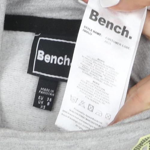 Bench Womens Grey Full Zip Hoodie XS Casual Lightweight Sweatshirt