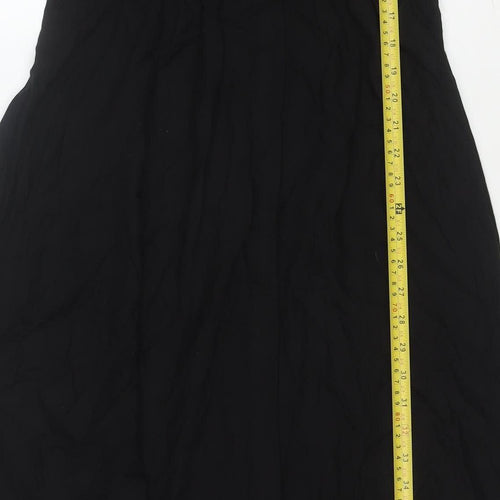 H&M Women Black Viscose Midi Dress Short Sleeve Fit & Flare Size 10
