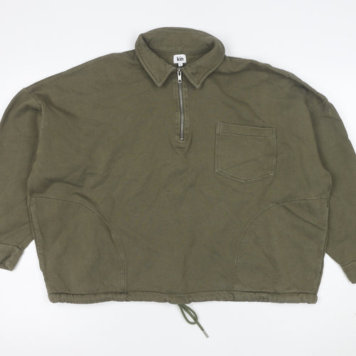 Kin Women’s Khaki Green 1/2 Zip Cotton Sweatshirt Size L