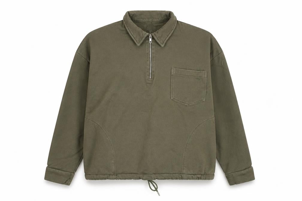 Kin Women’s Khaki Green 1/2 Zip Cotton Sweatshirt Size L