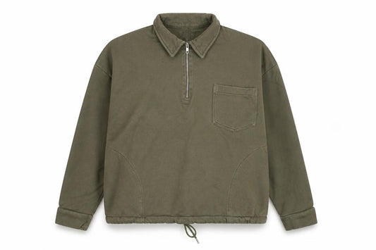 Front view of Kin Women’s Khaki Green 1/2 Zip Cotton Sweatshirt, size L