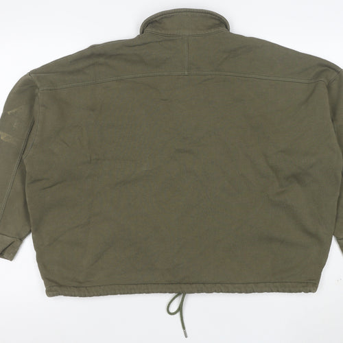 Kin Women’s Khaki Green 1/2 Zip Cotton Sweatshirt Size L