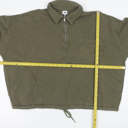 Kin Women’s Khaki Green 1/2 Zip Cotton Sweatshirt Size L