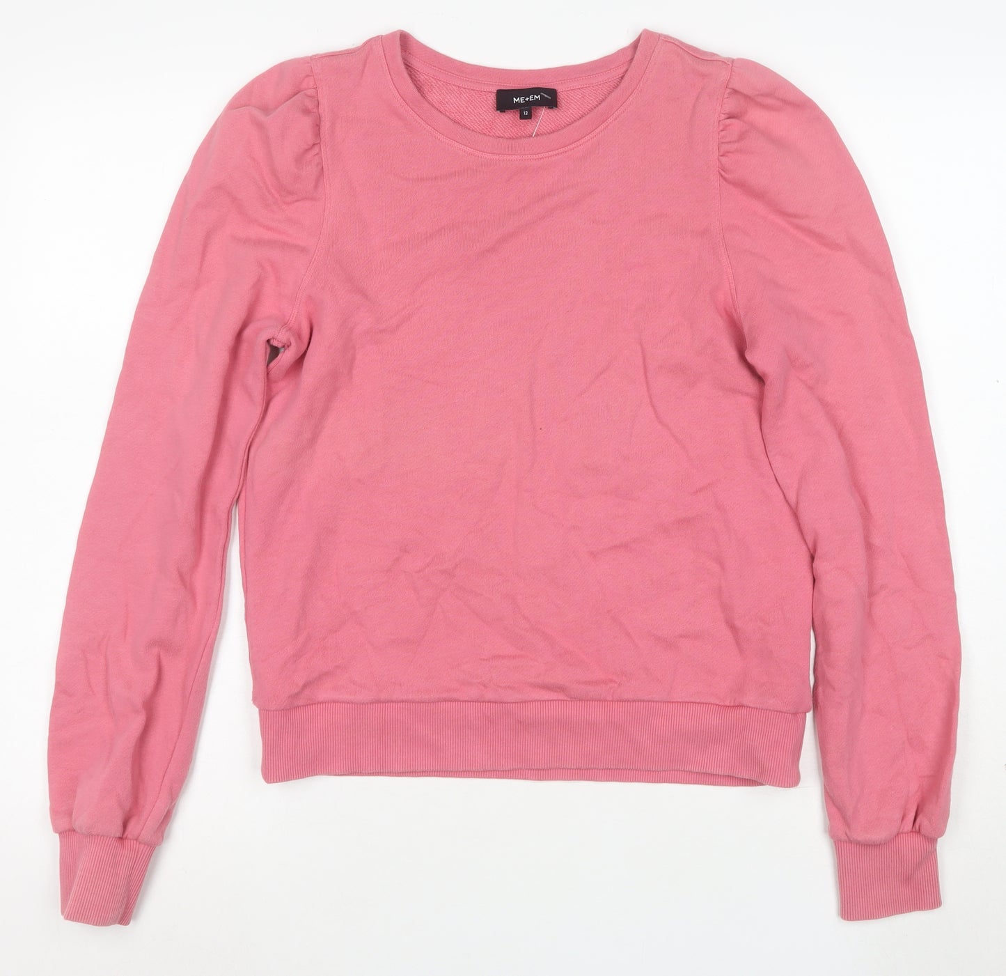 ME+EM Women Pink Cotton Long Sleeve Pullover Sweatshirt Size 12