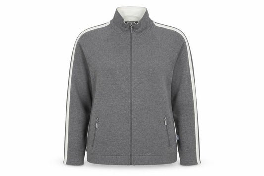 Front view of MS Sportswear Women's Grey Full Zip Hoodie, size 8, Cotton Blend